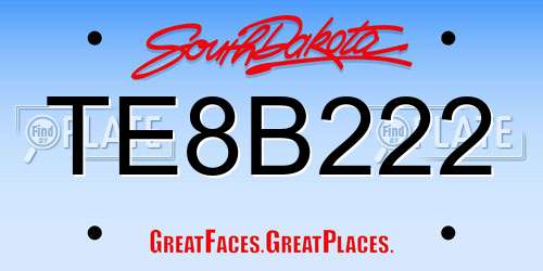TE8B222 South Dakota License Plate