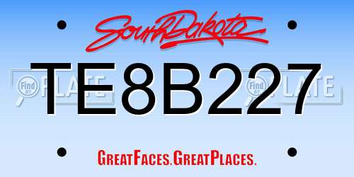 TE8B227 South Dakota License Plate