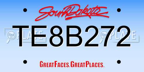 TE8B272 South Dakota License Plate