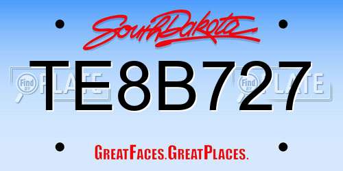 TE8B727 South Dakota License Plate
