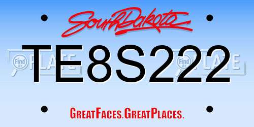 TE8S222 South Dakota License Plate