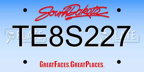 TE8S227 South Dakota License Plate