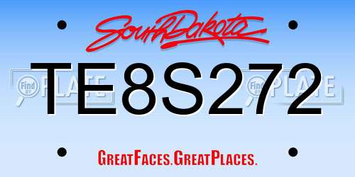 TE8S272 South Dakota License Plate