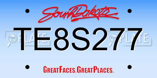 TE8S277 South Dakota License Plate