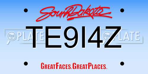 TE9I4Z South Dakota License Plate