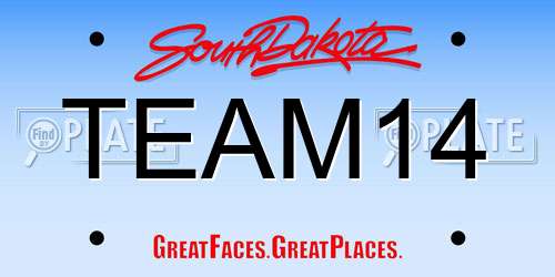 TEAM14 South Dakota License Plate