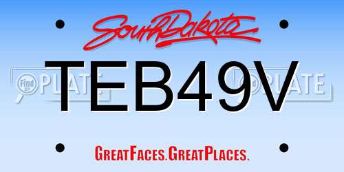 TEB49V South Dakota License Plate