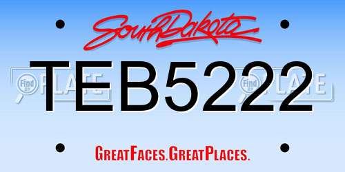 TEB5222 South Dakota License Plate