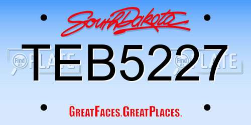 TEB5227 South Dakota License Plate