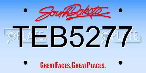 TEB5277 South Dakota License Plate