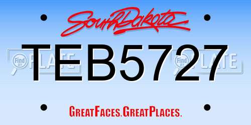 TEB5727 South Dakota License Plate