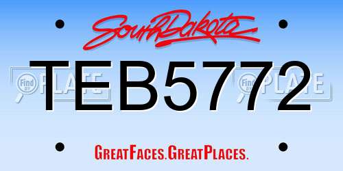 TEB5772 South Dakota License Plate