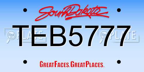 TEB5777 South Dakota License Plate