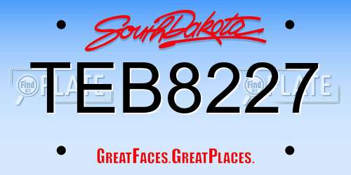 TEB8227 South Dakota License Plate