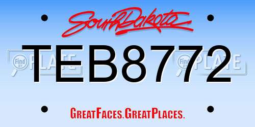 TEB8772 South Dakota License Plate