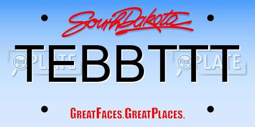 TEBBTTT South Dakota License Plate
