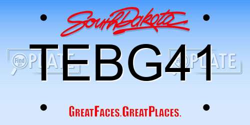 TEBG41 South Dakota License Plate