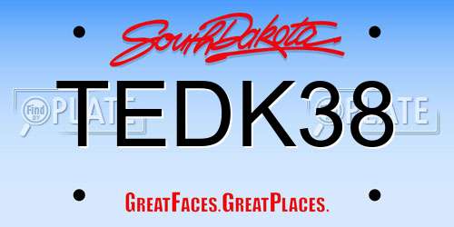 TEDK38 South Dakota License Plate