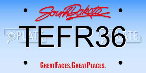 TEFR36 South Dakota License Plate