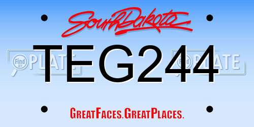 TEG244 South Dakota License Plate