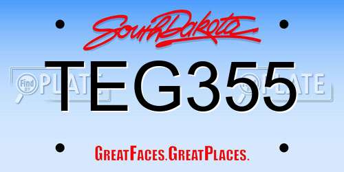TEG355 South Dakota License Plate