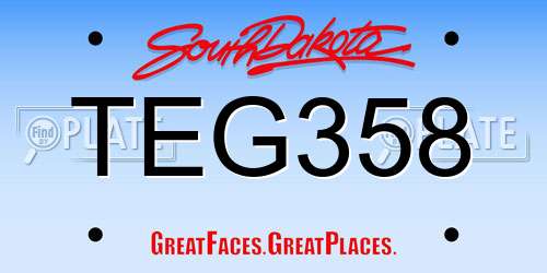 TEG358 South Dakota License Plate
