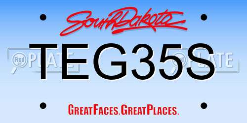 TEG35S South Dakota License Plate