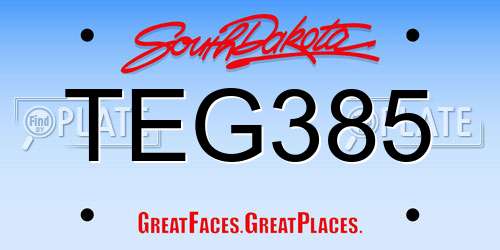TEG385 South Dakota License Plate