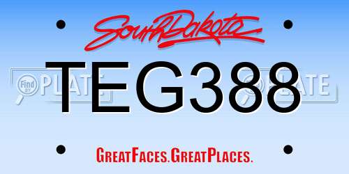 TEG388 South Dakota License Plate