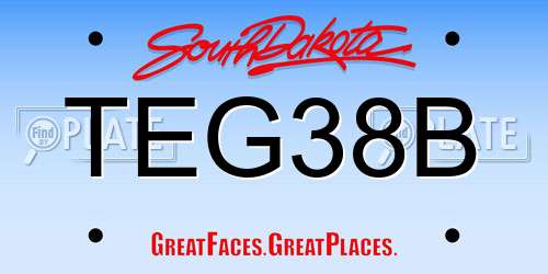 TEG38B South Dakota License Plate