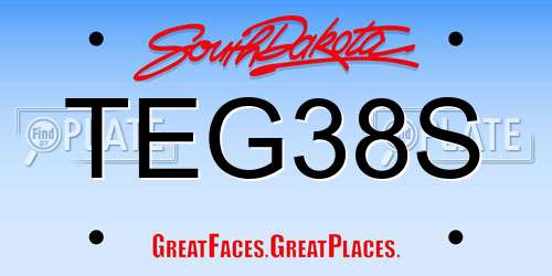 TEG38S South Dakota License Plate