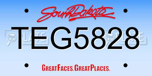 TEG5828 South Dakota License Plate