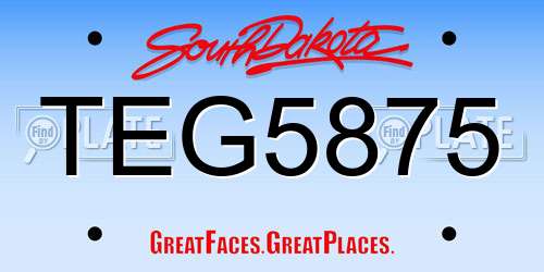 TEG5875 South Dakota License Plate