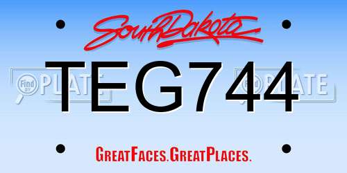 TEG744 South Dakota License Plate