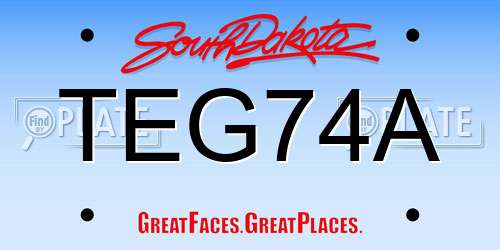 TEG74A South Dakota License Plate