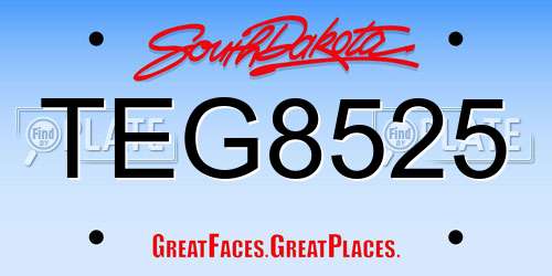 TEG8525 South Dakota License Plate