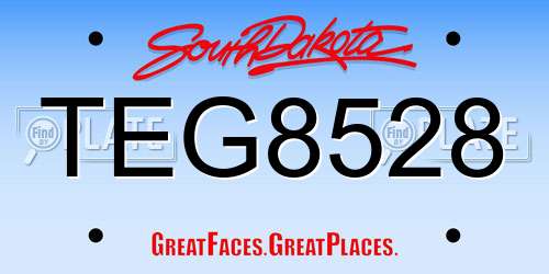 TEG8528 South Dakota License Plate