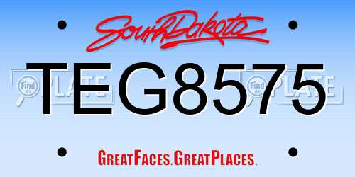 TEG8575 South Dakota License Plate