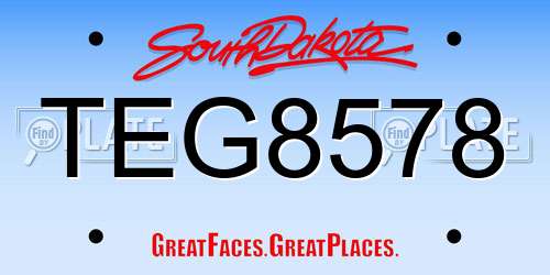 TEG8578 South Dakota License Plate