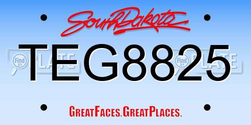 TEG8825 South Dakota License Plate