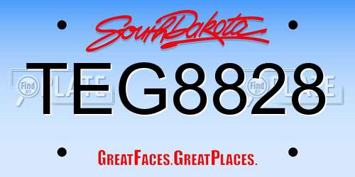 TEG8828 South Dakota License Plate