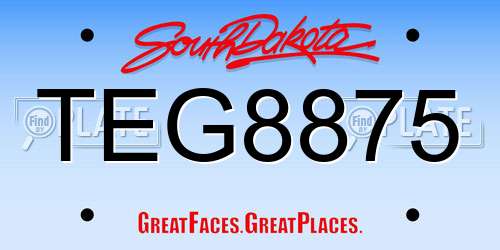 TEG8875 South Dakota License Plate
