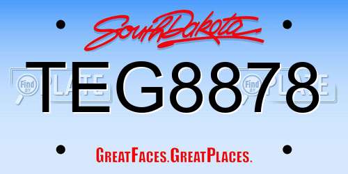 TEG8878 South Dakota License Plate