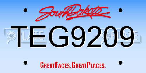 TEG9209 South Dakota License Plate