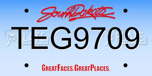 TEG9709 South Dakota License Plate