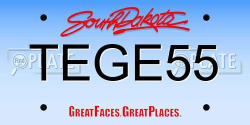 TEGE55 South Dakota License Plate