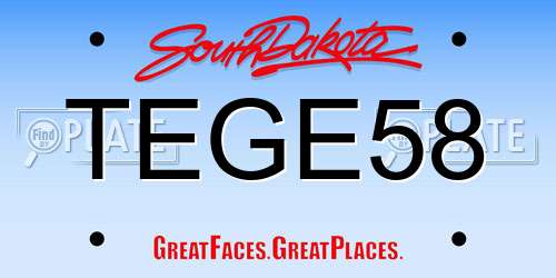 TEGE58 South Dakota License Plate