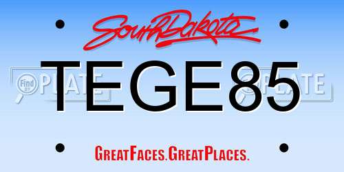 TEGE85 South Dakota License Plate