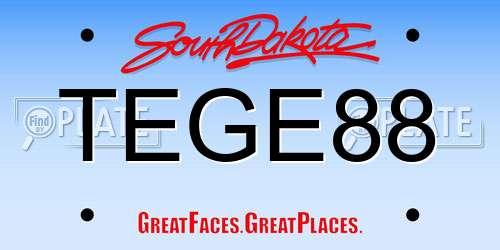 TEGE88 South Dakota License Plate