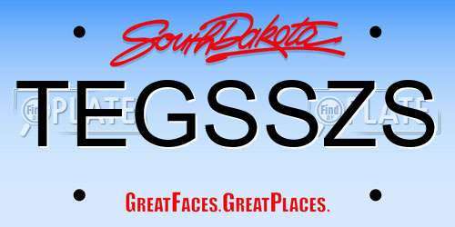 TEGSSZS South Dakota License Plate